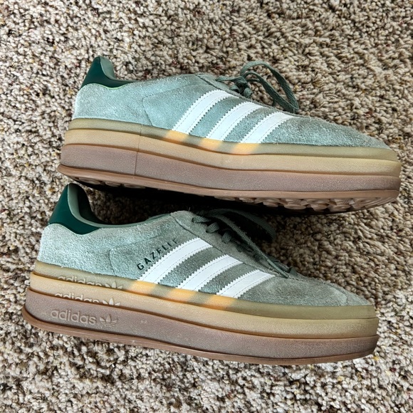 adidas Shoes - Adidas Gazelle Platform Sneakers in Sage Green and White